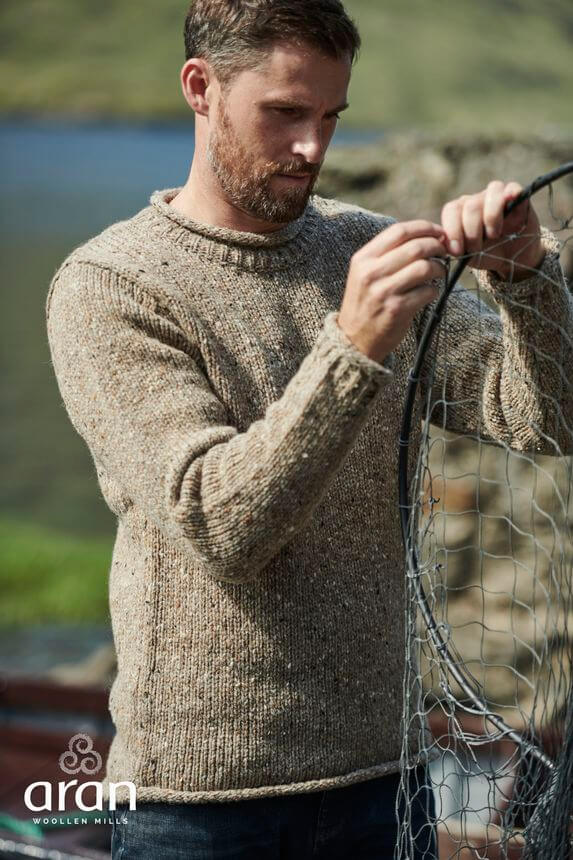 Irischer Herren Tweedwollpullover mit Rollkragen XXL