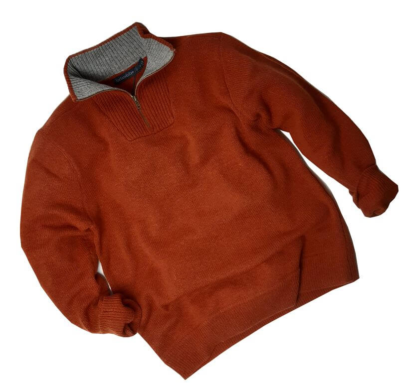 Irischer Troyer Pullover aus Lammwolle Herbstlaub L
