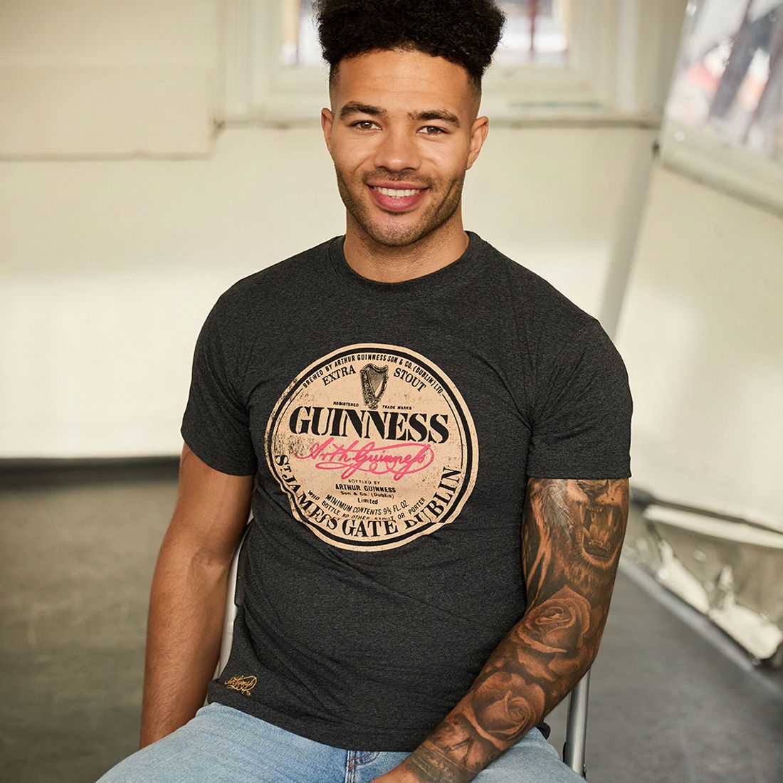 Guinness T-Shirt mit Vintage-Flaschenlogo im Used Look XL