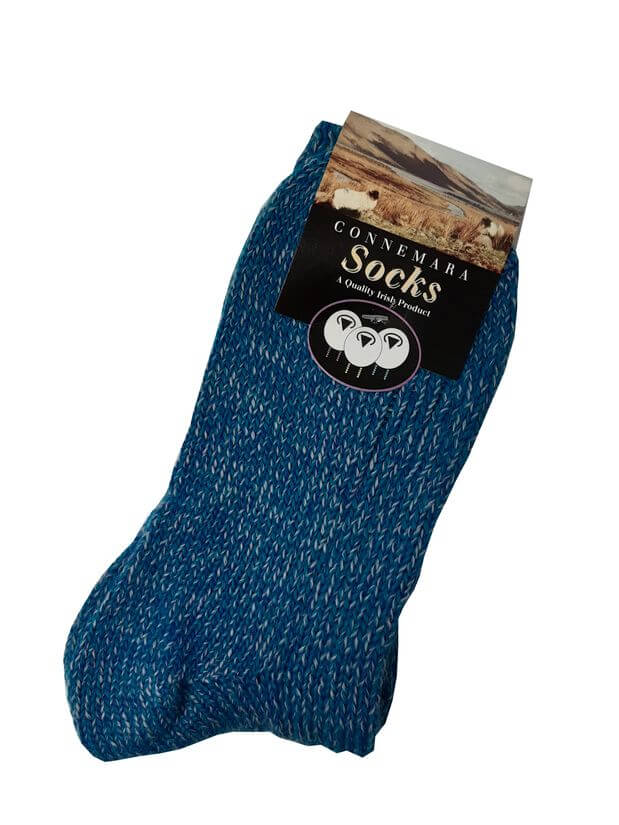 Irische Wollsocken blaumeliert M