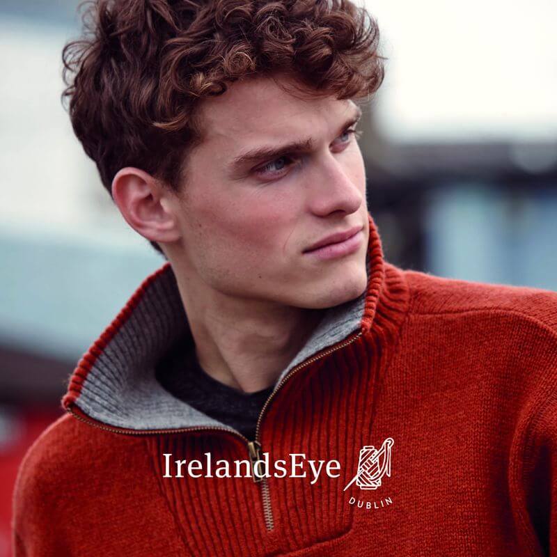 Irischer Troyer Pullover aus Lammwolle Herbstlaub L