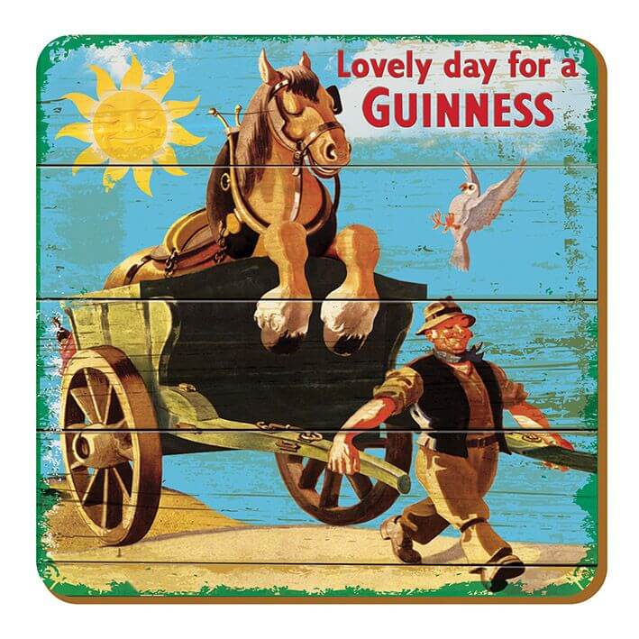 Guinness Untersetzer im Used Look. Motiv: Horse on a Cart