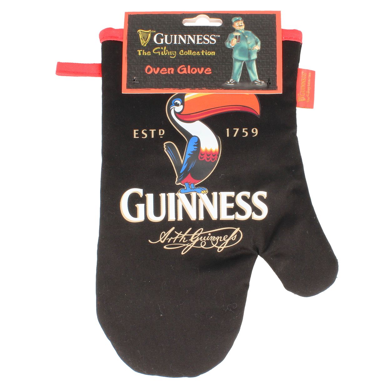 Großer Guinness Profi Ofen- und Grillhandschuh mit Tukanmotiv