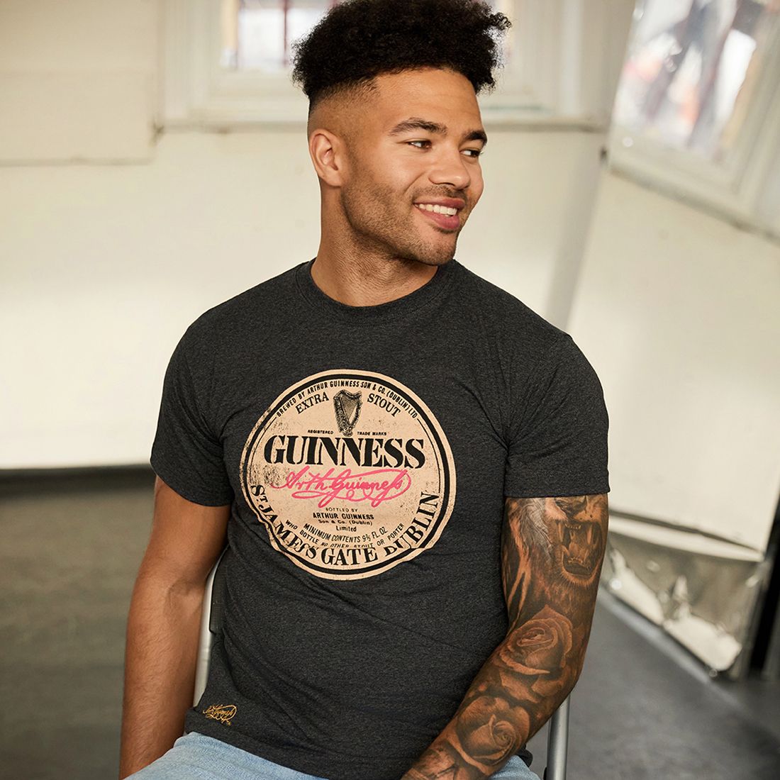 Guinness T-Shirt mit Vintage-Flaschenlogo im Used Look XL