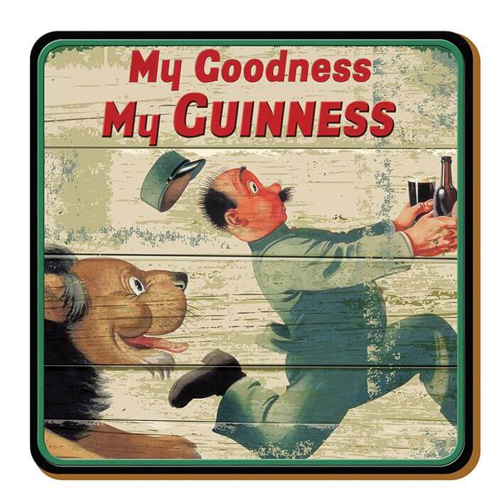 Guinness Nostalgie Untersetzer, Motiv Löwe und Zoowärter.