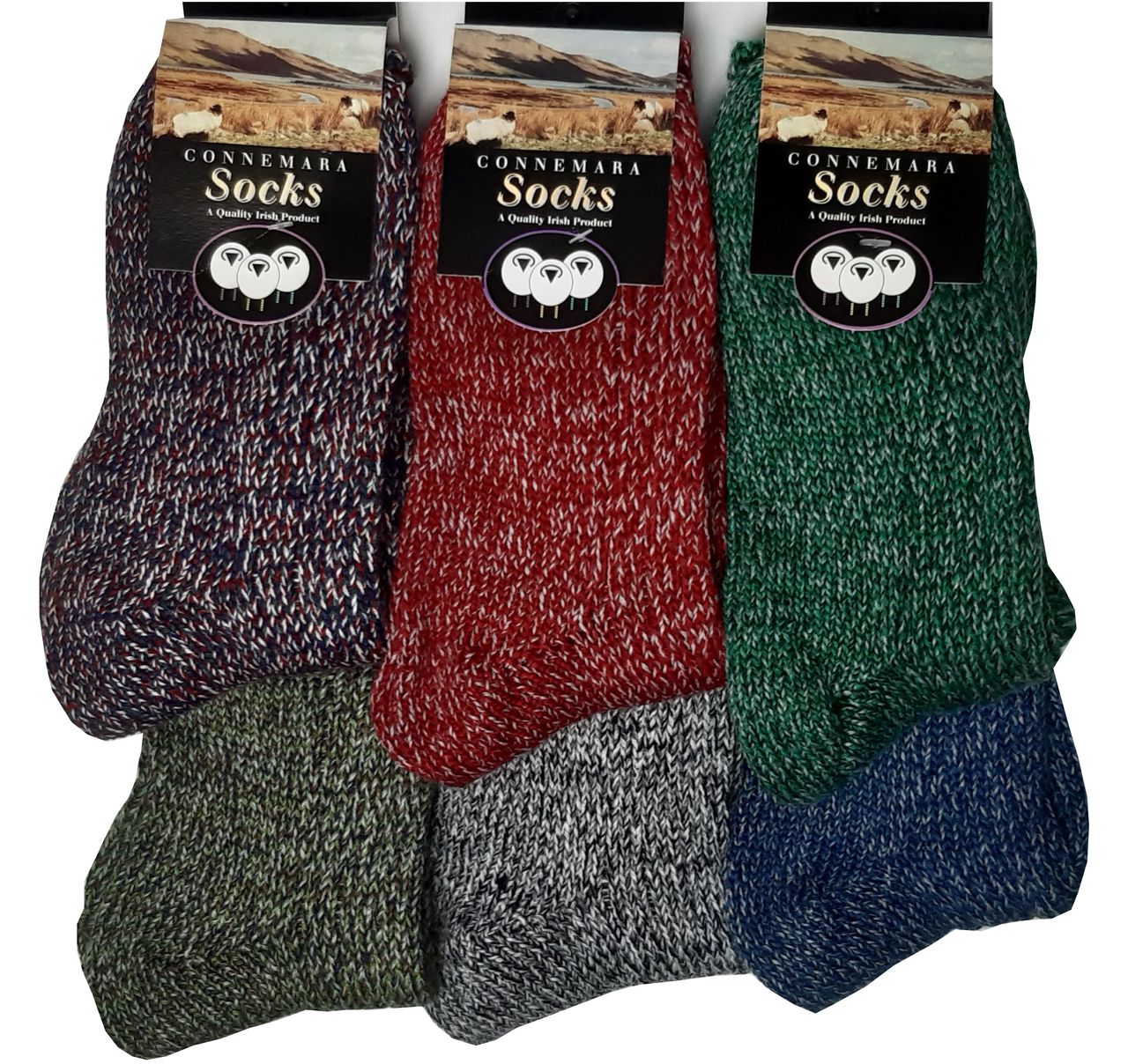 Irische Wollsocken blaumeliert M