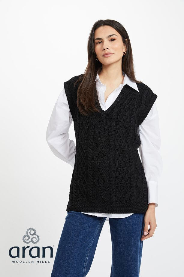 Irische Strickweste für Damen aus Merinowolle M